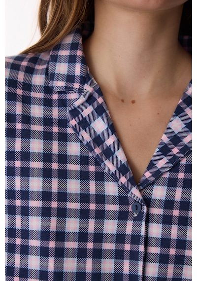 Penti Koyu Mavi Colored Gingham Gömlek Pantolon Pijama Takımı
