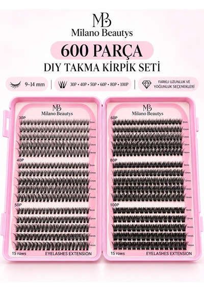 Milano Beautys Takma Kirpik Seti Kitap Model 600 Parça 30p 40p 50p 60p 80p 100p Komple Set