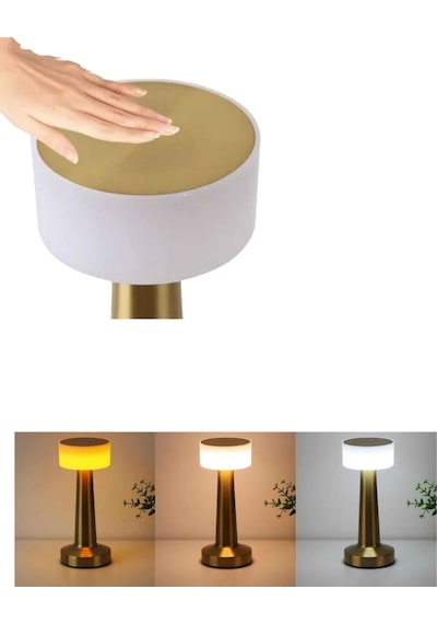 Şarjlı Dokunmatik Led Masa Lambası 3 Renk Dimmer Özellikli