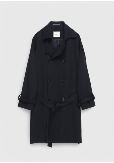Ramsey Lacivert Oversize Fit Kruvaze Yaka Dokuma Palto