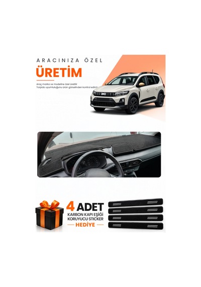 Dacia Jogger Ekransız 2022-2026 Uyumlu Torpido Koruma Örtüsü Oto Kılıfı - Siyah