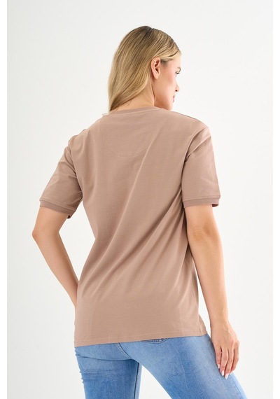 Pierre Cardin V Yaka Basic T-shirt Bej