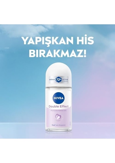 Kadın Roll-on Deodorant Double Effect 50ml, 72 Saat Anti-perspirant Koruma, Alkolsüz, Pürüzsüz Koltuk Altı