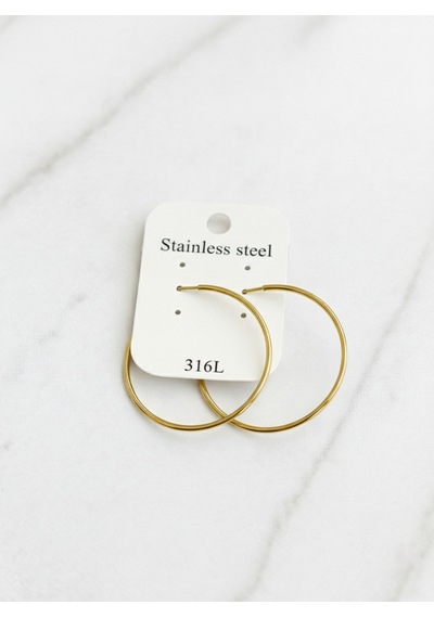 Şehrazat Handmade Gold Çelik Halka Küpe-316l Altın