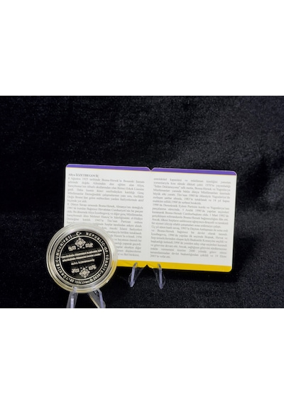 Aliya İzzetbegoviç Gümüş Sikkesi Darphane, 925 Ayar, Proof Hatıra Para