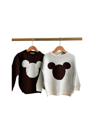 Lolliboomkids Unisex Çocuk Mickey Triko Kazak Bol Kesim Kot Pantolon Alt Üst Takım 2 Parça
