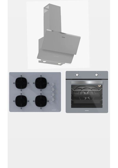 Silverline BO6501S01 - CS5665S01 - 3490 OSLO Gri Cam Ankastre Set