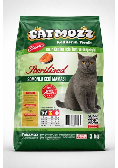 Catmozz Kısırlaştırılmış Somonlu Yetişkin Kedi Maması 3 KG