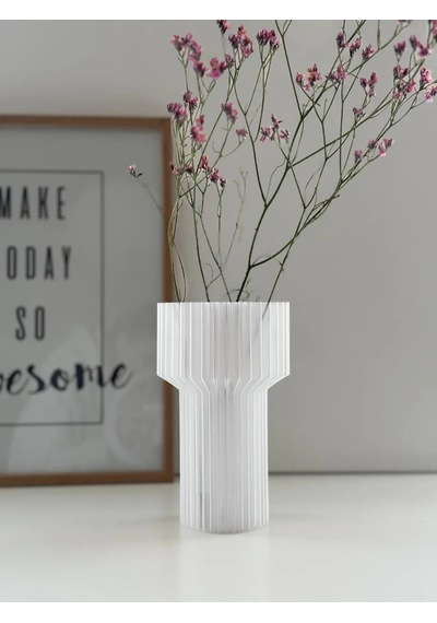 3d Baskı Modern Dekoratif Çiçek Vazosu - Minimal Silindir Tasarımlı Masaüstü Vazo, Ev Ve Ofis Dekoru-şeffaf Diğer