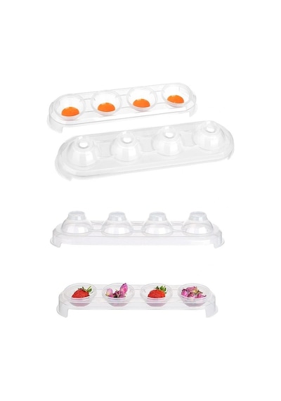 Silikon Tabanlı 4 Bölmeli Şeffaf Buz Kalıbı Yuvarlak Buzluk Renkli