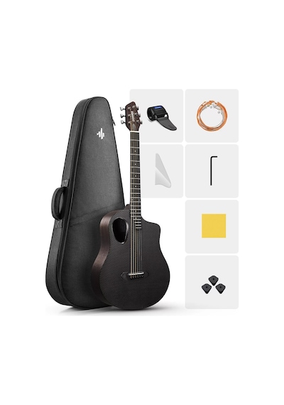 Donner Rısıng-g1 Carbon Fiber Akustik Gitar Seti Parlak Siyah