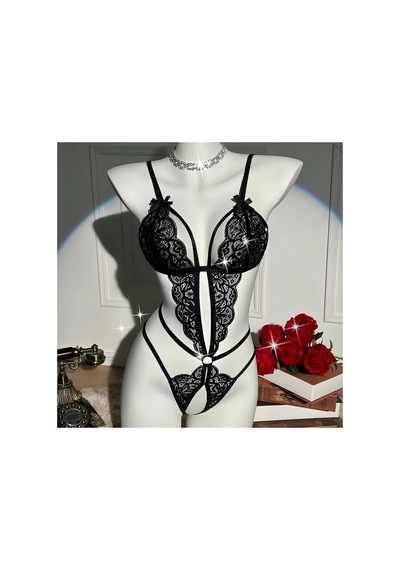 Ang Butik Kadın Siyah Dantel Babydoll