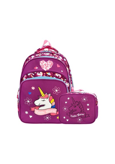 Yeni Sezon Unicorn Desenli Okul Çantası Beslenme Çantası Mor
