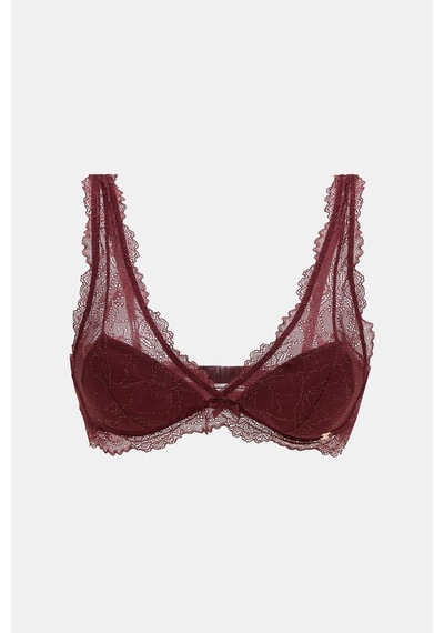 Amarelle Roma Bordo Balensiz Dantelli Dolgusuz Üçgen Bralet Sütyen bordo
