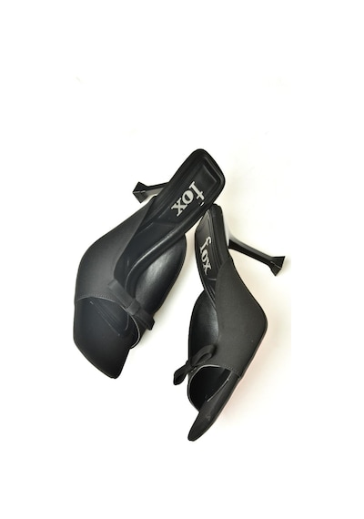Fox Shoes U997112004 Siyah Kumaş İnce Topuklu Kadın Terlik Siyah