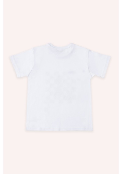 Panço Erkek Çocuk Satranç Baskılı Beyaz Pijama Üstü