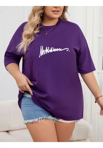 Uyguntarz Unisex İmza Baskılı Tasarım Tshirt Mor
