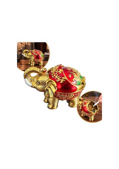 Sunup Sn-38891 Kırmızı Gold Fil Figürlü Dekoratif Küllük