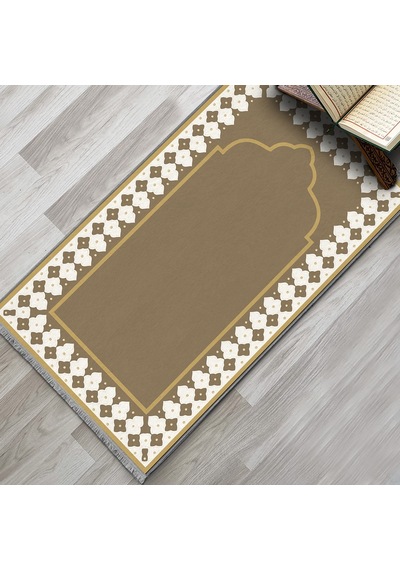 Evaşk Namazlık Dokuma Halı Kaymaz Muslumana Seccade80 x 130 Kahverengi EVASK802G66