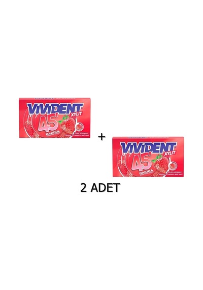 Vivident 45 Dakika Çilek Aromalı Şekersiz Tatlandırıcılı Şerit Sakız 2 x 26 G