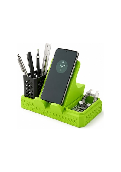 Masaüstü Telefon Standı Ve Kalemlik Organizer Çok Amaçlı Masa Düzenleyici Telefon Tutucu Siyah - Beyaz