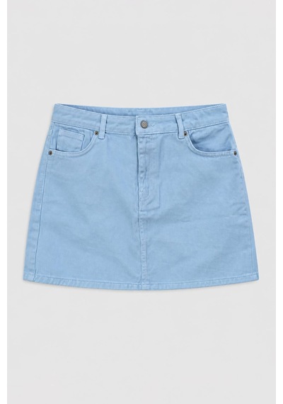 Blue White Kadın %100 Pamuk Regular Fit Mini Jean Etek Mavi