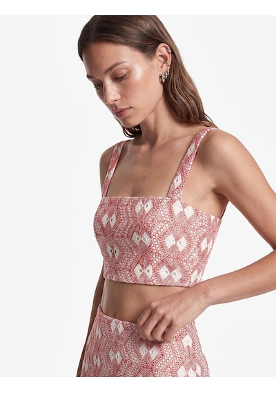 Koton Koton X Sibil Çetinkaya - Slim Fit Nakışlı Brodeli A Kesim Mini Etek Kırmızı Desenli 6sak70225uw