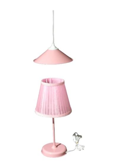 Pembe Kız Çocuk Odası Avize Abajur Takımı