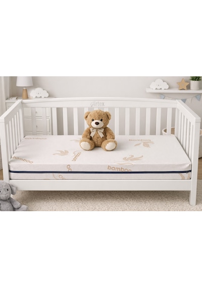 10cm Süngerli Bebek Çocuk Beşik Yatağı Bambu 60x120 Yıkanabilir Kılıflı Park Yatak Oyun Parkı 60 x 120 CM