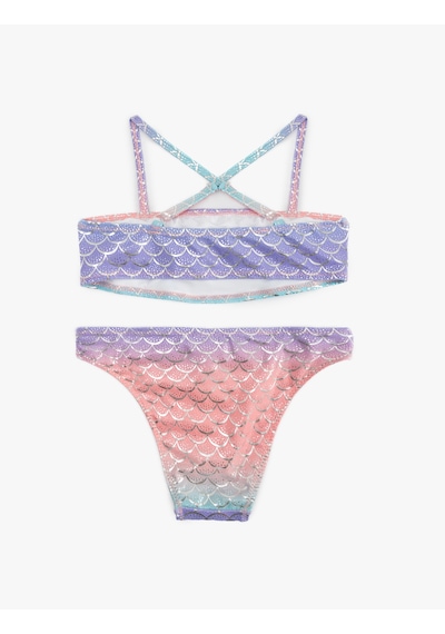 Koton Deniz Kızı Temalı Baskı Detaylı Fırfırlı Askılı Bikini Takımı Pembe Desenli 5skg00016mm Pembe Desenli
