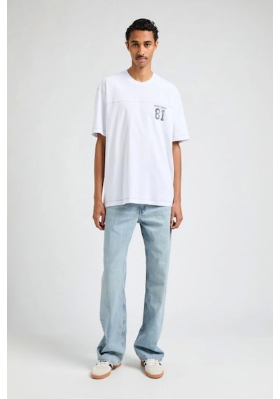 Guess Erkek Beyaz Pamuk T-shirt Logolu, Regular Fit Beyaz