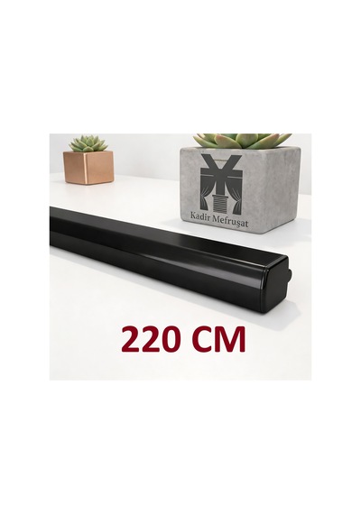 Siyah Dekoratif Ray Alüminyum 2 Kanallı Dekoratif Metal Perde Kornişi Siyah220cm - 855527283 Siyah220cm