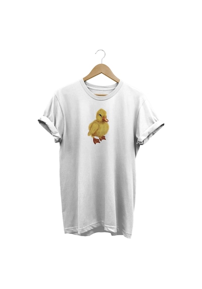 Civciv Baskılı Beyaz T-shirt Beyaz