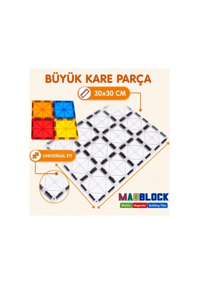 2 Adet 30x30 Cm Ebatlarında Manyetik Kare Parça - Tüm Markalarla Uyumlu.