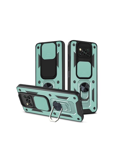 Tr Constraın Xiaomi Poco X3 Nfc / X3 Pro İle Uyumlu Kaze Tora Kamera Korumalı Sürgülü Yüzüklü Armor Military Tan
