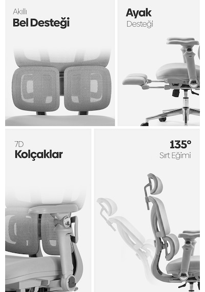 Braga Ergonomik Çalışma Koltuğu - Gri