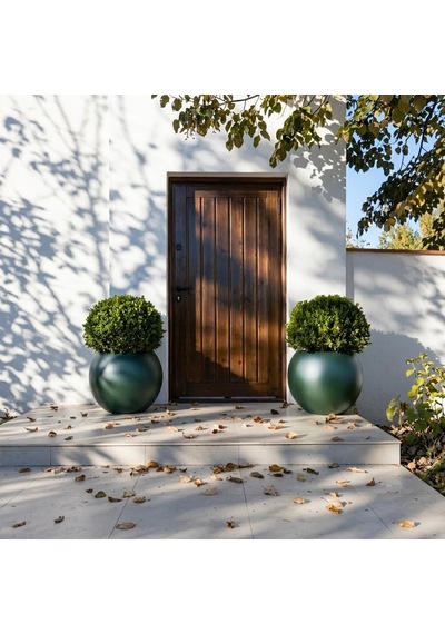 Tr Zevli Dekoratif 27l Küre Saksı Ø35 Cm Orman Yeşili Beton Görünümlü Modern Salon Ve Bahçe Saksısı Genel