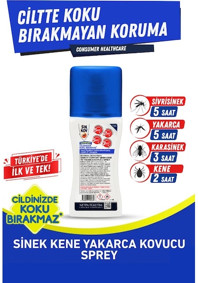 Sinkov Comfort Yakarca Sinek Kene Kovucu Vücut Sprey 100ml - Ciltte Koku Bırakmayan Koruma