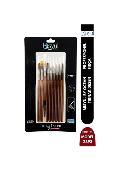 Misyul Tırnak Desen Fırçası 9'lu Kahverengi Mıs-2393