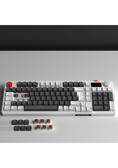 Loyal Pro Gri/beyaz 3 Bt + 2.4 Ips Ekranlı Red Switch Rgb Mekanik Kablosuz Klavye