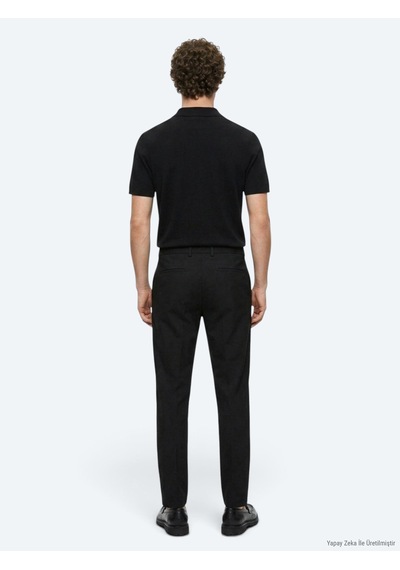 Kip Siyah Dokuma Jogging Fit Casual Pantolon Siyah --