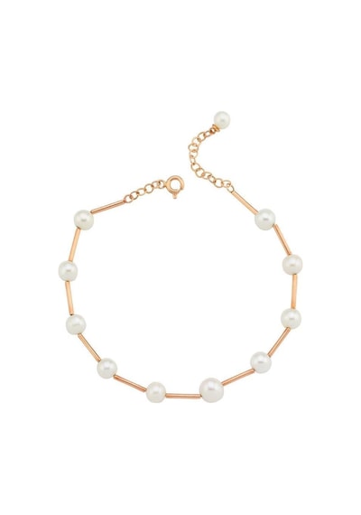 7,5 Mm Doğal İnci Modern Bileklik Rose Rose Pembe Altın