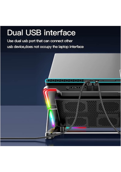 Oyuncu RGB Ledli Notebook Soğutucu Stand 6 Fanlı Yükseklik Ayarlı