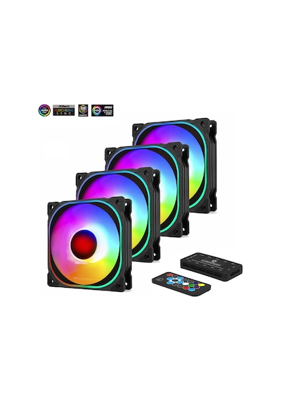 Frisby FCL-F1274C 4x120 MM ARGB 4'lü Fan Seti Kit RGB Kasa Fanı