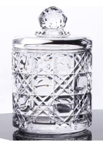 Lüx Büyük Cam Şekerlik & Cam Lokumluk, Kesme Cam Lüx Şekerlik 13cm 7.8cm - 06639 Açık Kahverengi