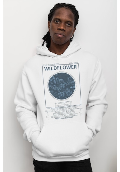 Sevbano Tasarım Billie Eilish Hit Me Hard And Soft Wildflower Baskılı Uni beyaz