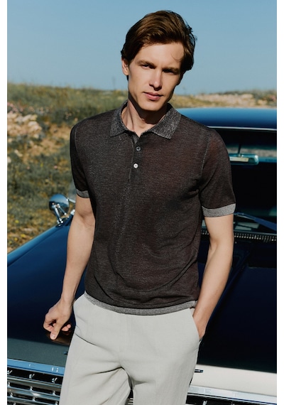 Morven Erkek Kahve Trend Polo Yaka Tencel Triko T-shirt 26ys018024400 Kahve