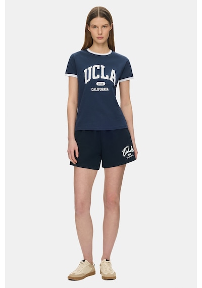 Ucla Lotte Lacivert Baskılı Pamuklu Standard Fit Kadın Örme Şort
