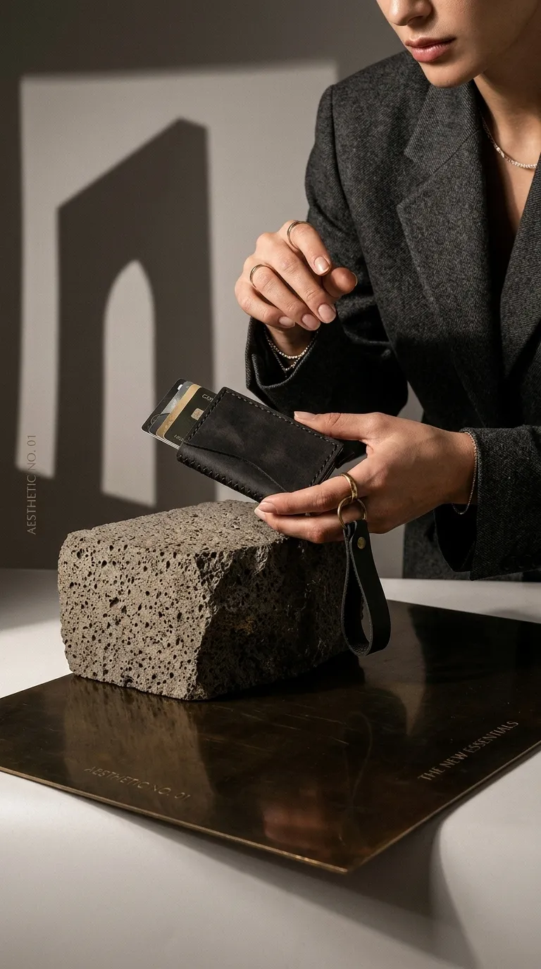 Natderi Hakiki Deri Mekanizmalı Cüzdan Anahtarlık Hediyelik Set El Dikişi Unisex Siyah 7x10 Cm