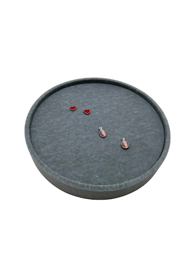 Silindir Model Süet Kumaş Gri Renk 20/20 Cm Batırmalı Küpe-piercing Tablası Gri